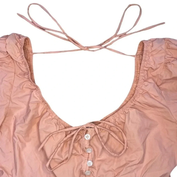 En Saison Cropped Peplum Ruffle Blouse | Coral | Small | Milkmaid, Cottagecore - Picture 8 of 11